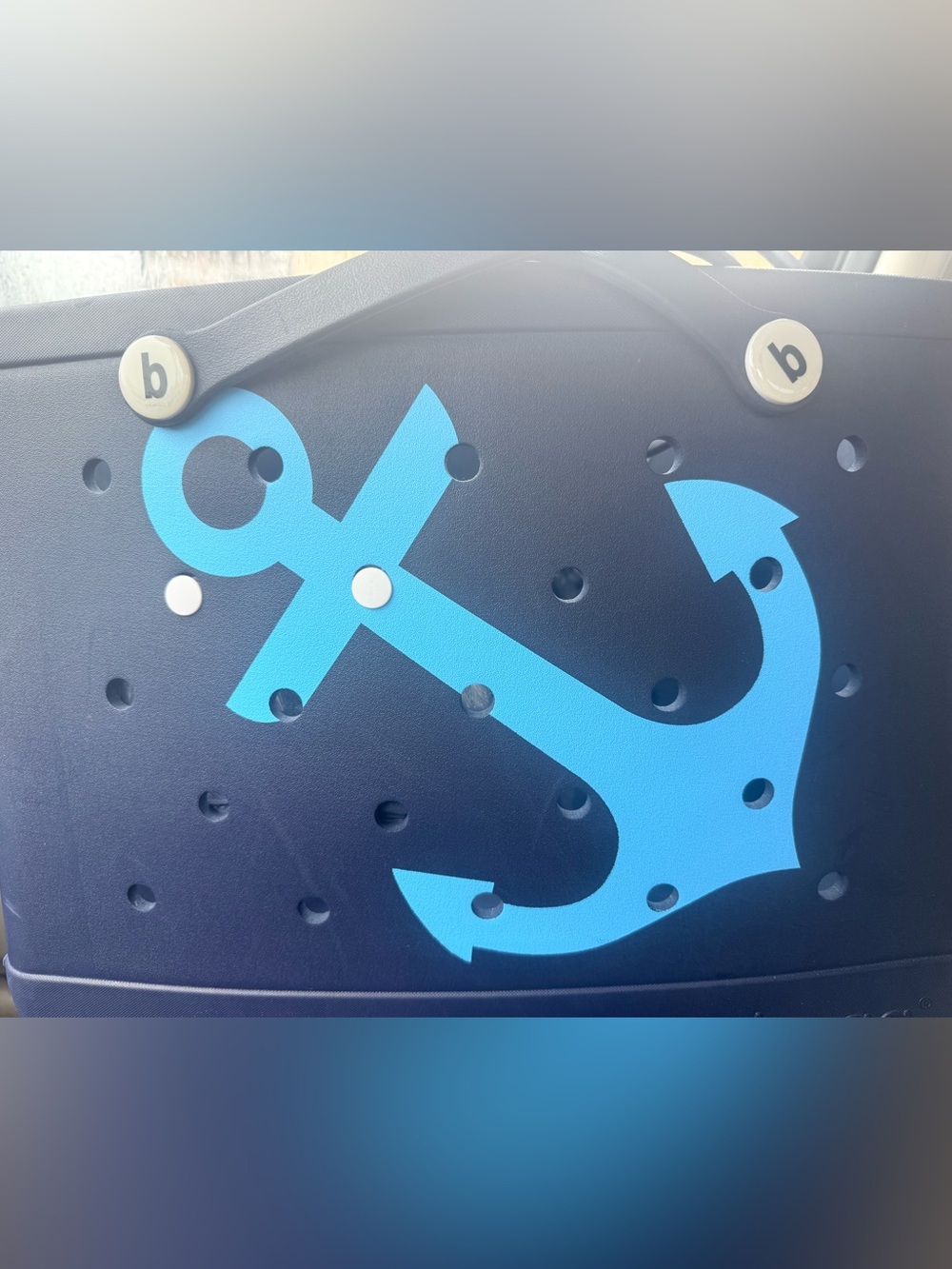 Originial RARE (XL / original) Navy Blue Bogg Bag with Light Blue Anchor - Picture 3 of 5